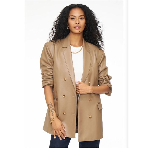 Pistola Roman Oversized Double Breasted Blazer in Taupe Size M - Picture 2 of 7